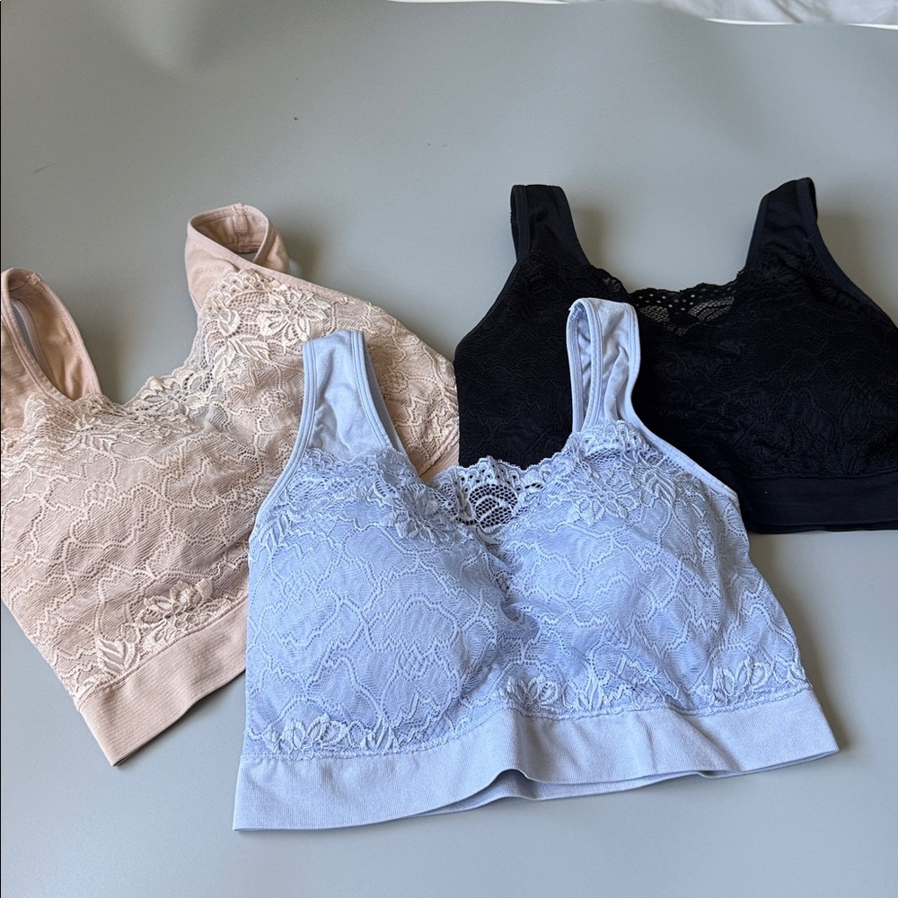 Rhonda Shear Ahh Lace Wireless Bralette Set of 3